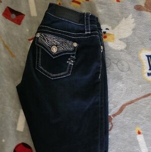 SEVEN 7 DARK WASH EMBELLISHED SKINNY JEANS